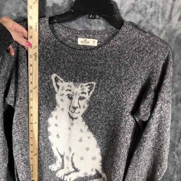 Hollister Woman’s Sweater Baby Leopard Grey Long Sleeve Pullover Size Medium - Picture 11 of 11